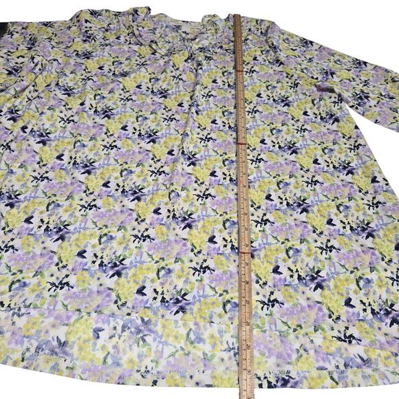 Emaline Woman Petite 2X Top Floral Blouse Micro Pleats Flowy Casual Career New - Picture 7 of 13